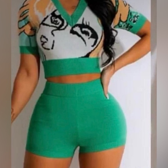 Greenish teal short set - Picture 1 of 1